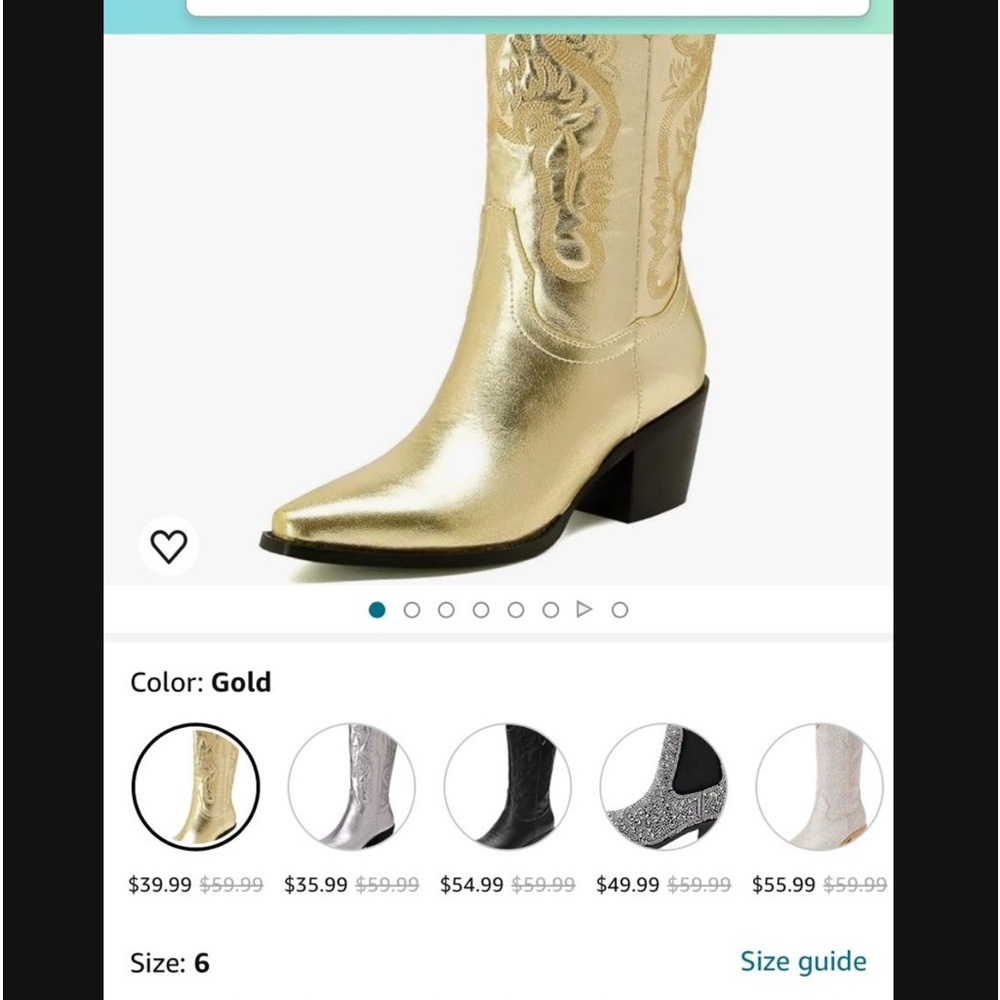 New gold cowboy boots.